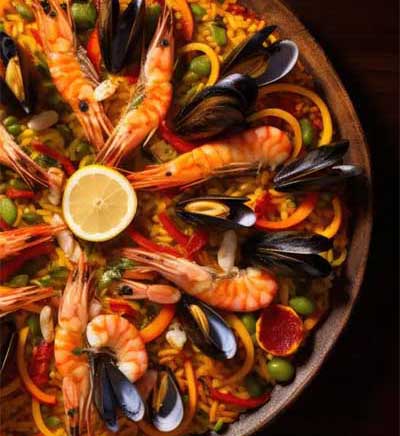 Paella in a pan